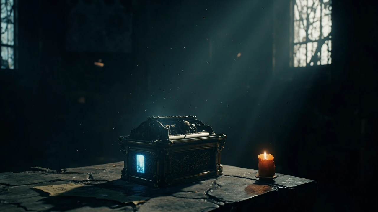 Reliquary of Compassion resting on a stone altar in a Nightreign scene