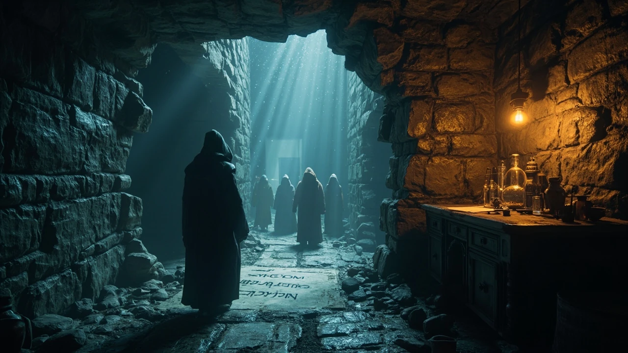 A mage standing near an illusory wall inside the Seluvis questline chamber in Elden Ring